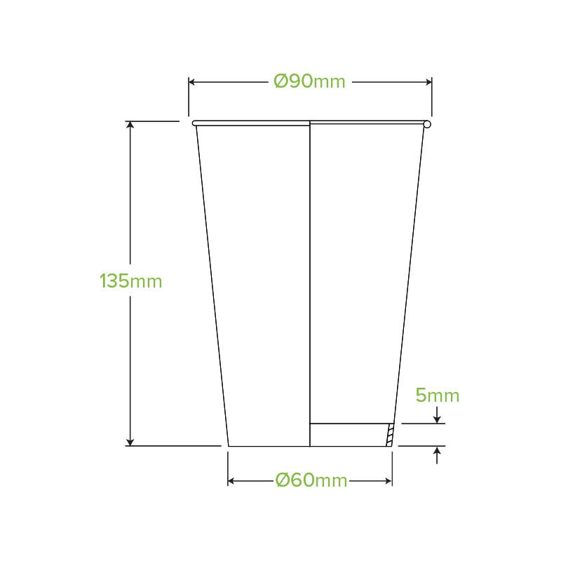 510ml / 16oz (90mm) Kraft Green Stripe Single Wall BioCups|510ml / 16oz (90mm) Kraft Green Stripe Single Wall BioCups