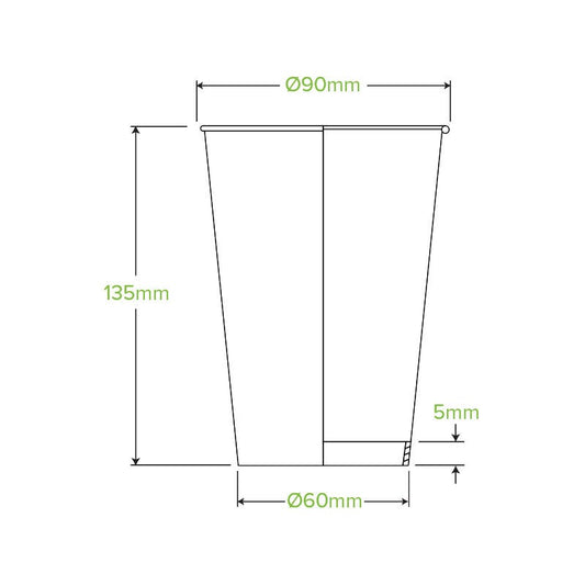 510ml / 16oz (90mm) Kraft Green Stripe Single Wall BioCups|510ml / 16oz (90mm) Kraft Green Stripe Single Wall BioCups