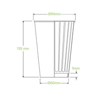 460ml / 16oz (90mm) Kraft Green Stripe Double Wall BioCups|460ml / 16oz (90mm) Kraft Green Stripe Double Wall BioCups Line Drawing
