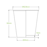 120ml / 4oz (63mm) Kraft Green Stripe Single Wall BioCups|120ml / 4oz (63mm) Kraft Green Stripe Single Wall BioCups Line Drawing
