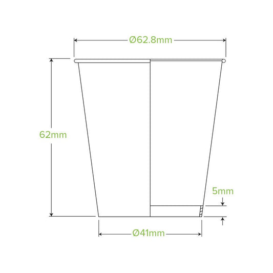 120ml / 4oz (63mm) Kraft Green Stripe Single Wall BioCups|120ml / 4oz (63mm) Kraft Green Stripe Single Wall BioCups Line Drawing