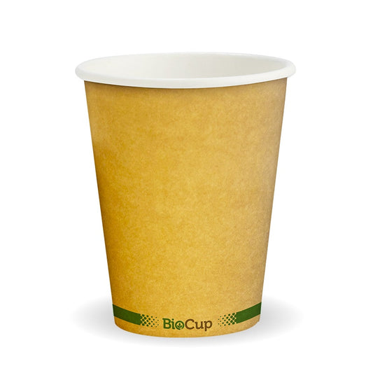 280ml / 8oz (80mm) Kraft Green Stripe Single Wall BioCups|280ml / 8oz (80mm) Kraft Green Stripe Single Wall BioCups Line Drawing
