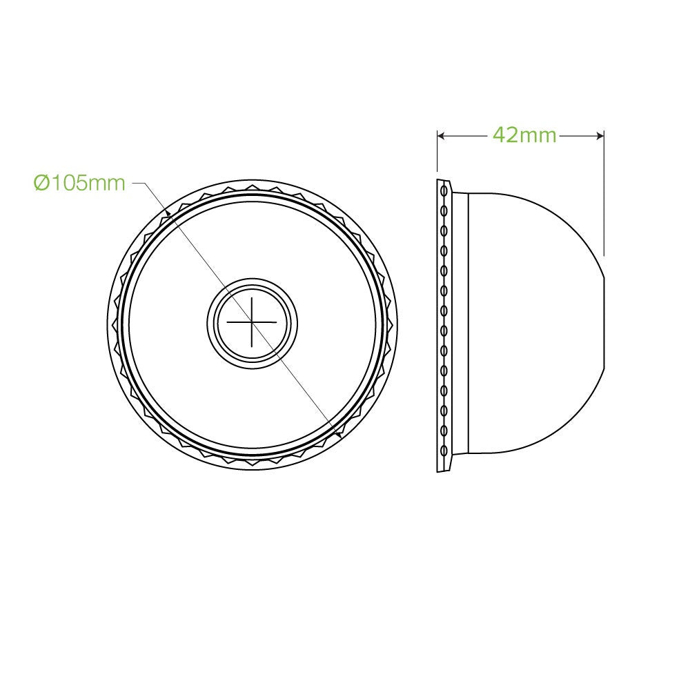 105mm PET Dome Lid|105mm PET Dome Lid Line Drawing