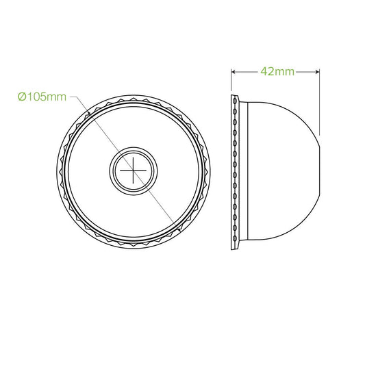 105mm PET Dome Lid|105mm PET Dome Lid Line Drawing