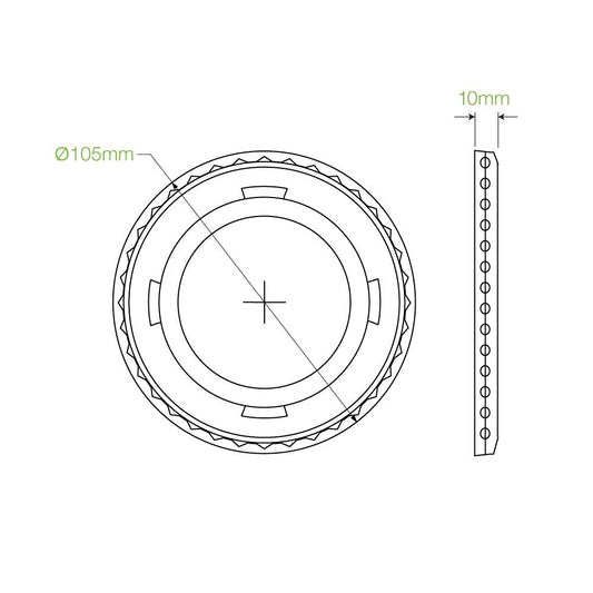 105mm PET Flat Lid|105mm PET Flat Lid Line Drawing