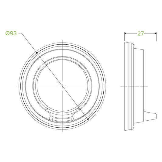 8-20oz (90mm DIA) PS White Large Sipper Lid|8-20oz (90mm DIA) PS White Large Sipper Lid Line Drawing
