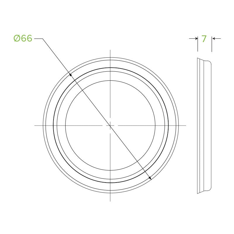 4oz PS White No Hole Lid|4oz PS White No Hole Lid top view|4oz PS White No Hole Lid Line Drawing