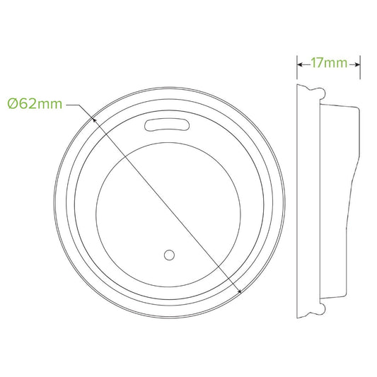 63mm 4oz white PS sipper lid|63mm 40z white PS sipper lid line drawing|63mm 4oz white PS sipper lid