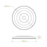 80mm Plant Fibre Flat Cold Paper BioCup Lid|80mm flat sugarcane pulp lid drawing