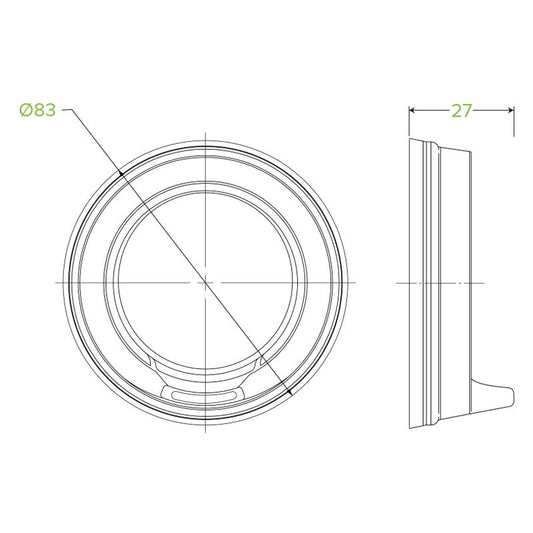 6-12oz (80mm DIA) PS Black Small Sipper Lid|6-12oz (80mm DIA) PS Black Small Sipper Lid Line Drawing