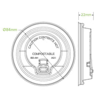 80mm Small White Reclosable Plant Fibre BioCup Lid|80mm Small White Reclosable Plant Fibre BioCup Lid Top View|80mm Small Reclosable Plant Fibre BioCup Lid Line Drawing 