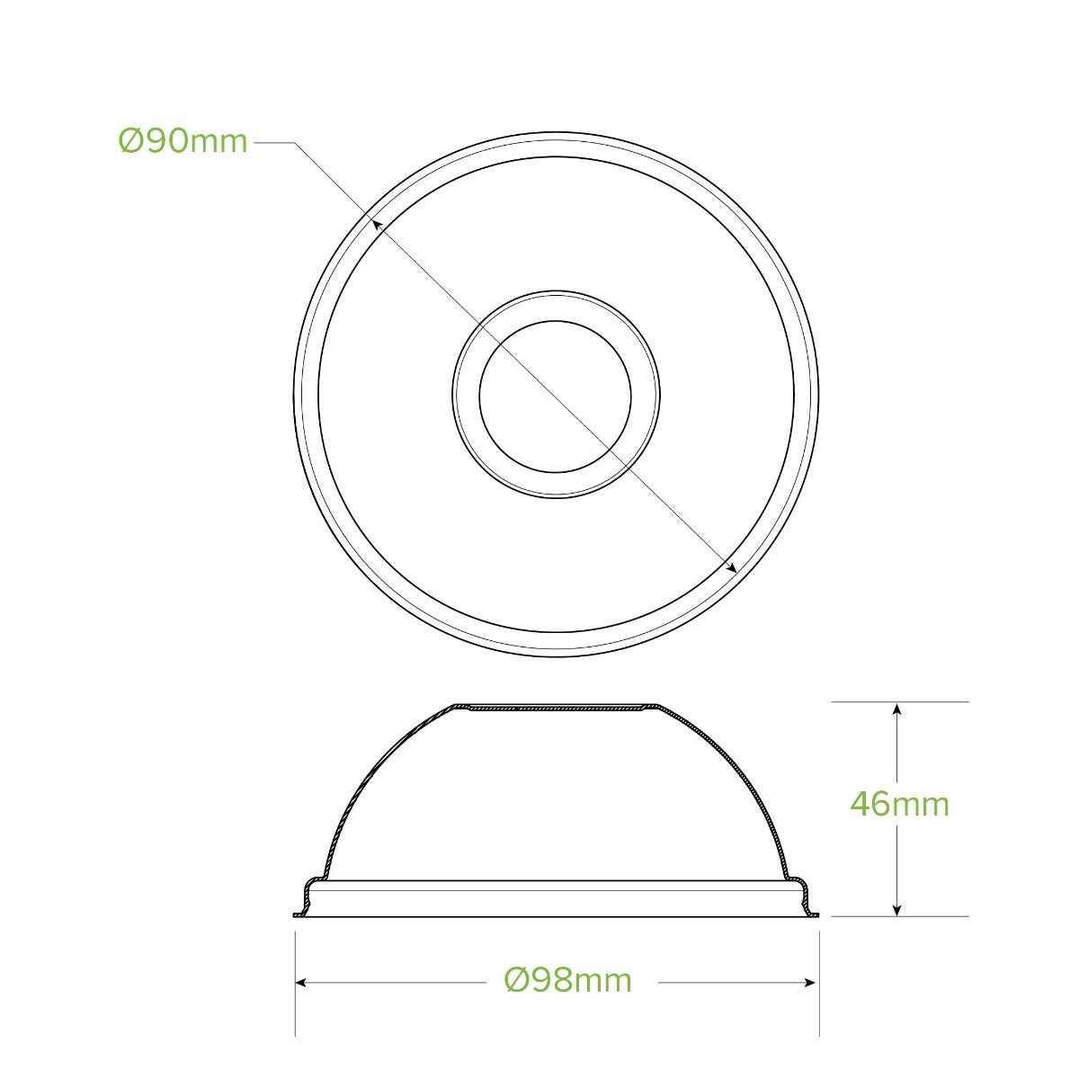 90mm clear pla dome cup lid|90mm clear pla dome cup lid line drawing