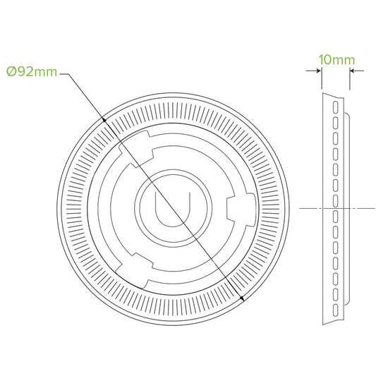 390-650ml 12-22oz 90mm PLA Paper Cold Cup Clear Flat Slot Lid|390-650ml 12-22oz 90mm PLA Paper Cold Cup Clear Flat Slot Lid Line Drawing|390-650ml 12-22oz 90mm PLA Paper Cold Cup Clear Flat Slot Lid|hand holding two paper BioCup with paper straws covered with PLA lid