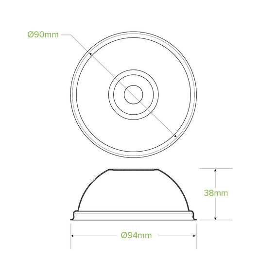 90mm Plant Fibre Dome Cold Paper BioCup Lid|90mm Sugarcane cold cup dome lid drawing
