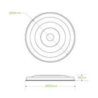 90mm Plant Fibre Flat Cold Paper BioCup Lid|90mm flat sugarcane cold cup lid drawing