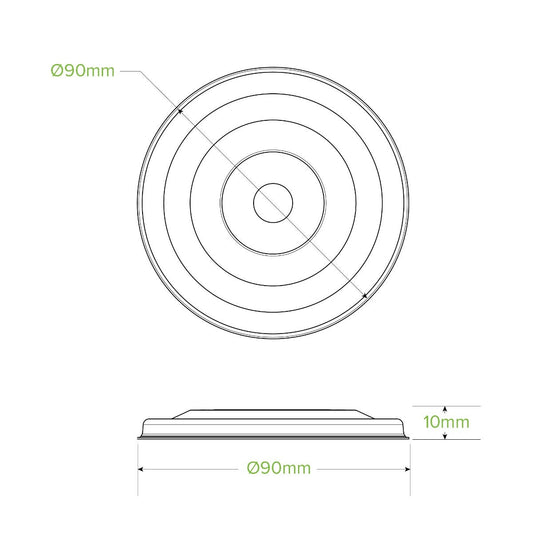 90mm Plant Fibre Flat Cold Paper BioCup Lid|90mm flat sugarcane cold cup lid drawing