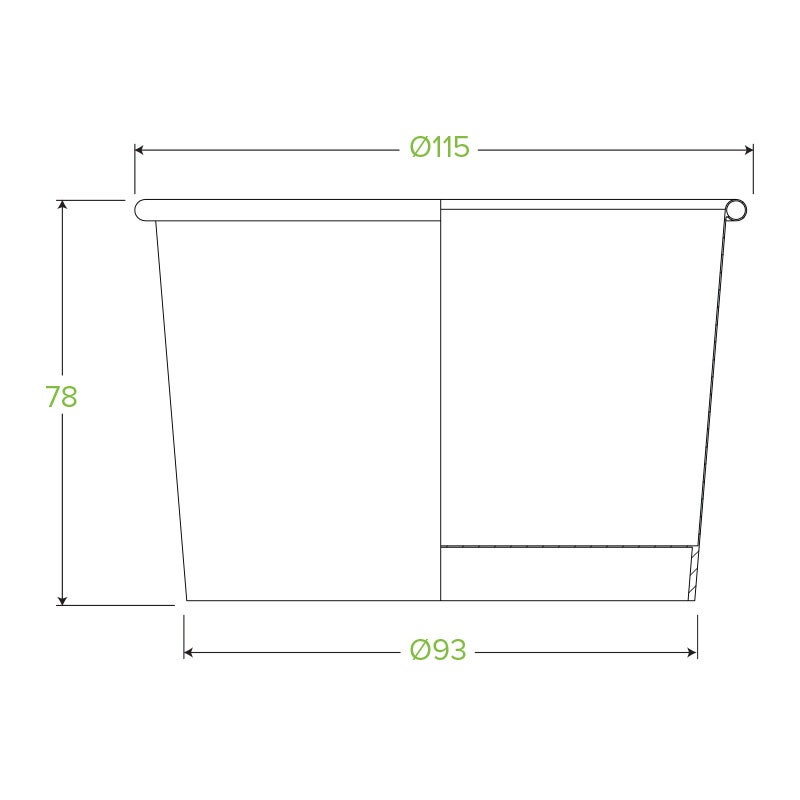 16oz White BioBowl|16oz White BioBowl Line Drawing