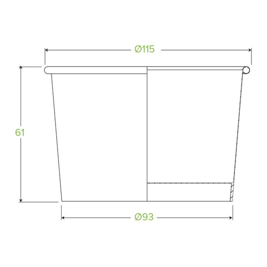 12oz Kraft BioBowl|12oz Kraft BioBowl Line Drawing