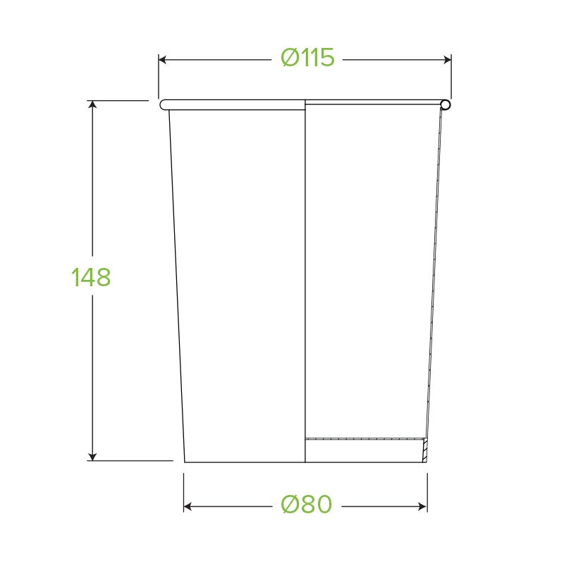 32oz Kraft BioBowl|32oz Kraft BioBowl Line Drawing