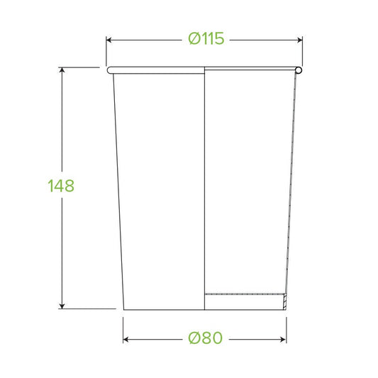 32oz Kraft BioBowl|32oz Kraft BioBowl Line Drawing