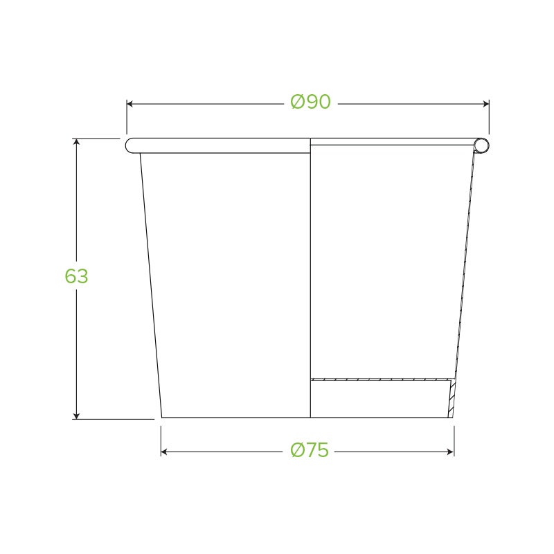8oz Kraft BioBowl|8oz Kraft BioBowl Line Drawing
