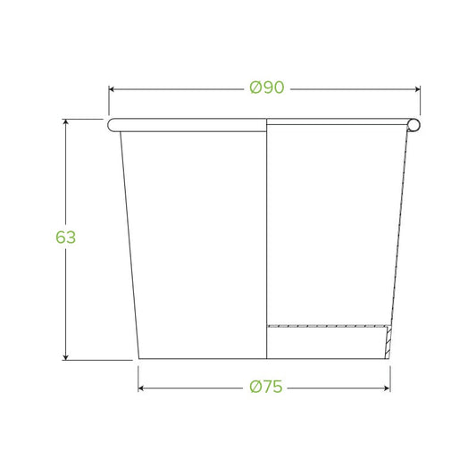 8oz Kraft BioBowl|8oz Kraft BioBowl Line Drawing
