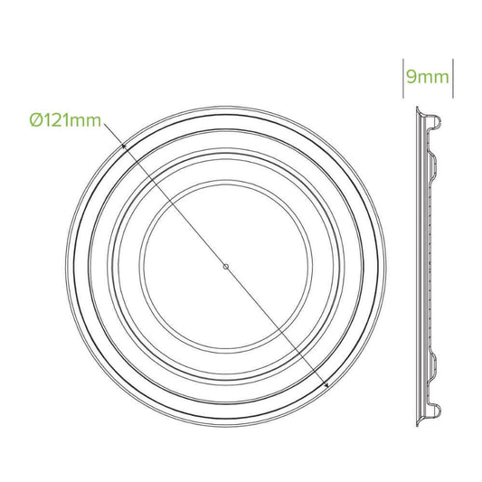 12oz-32oz White Plant Fibre Paper Bowl Lid|12oz-32oz Paper Bowl Lid Line Drawing 