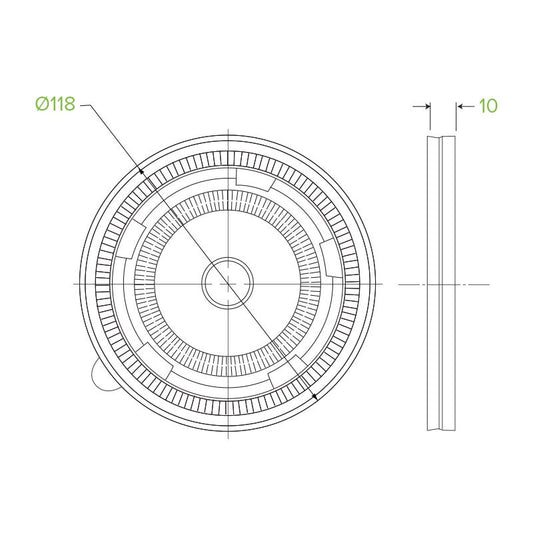 12, 16, 24 & 32oz BioBowl PP Lid|12, 16, 24 & 32oz BioBowl PP Lid Line Drawing