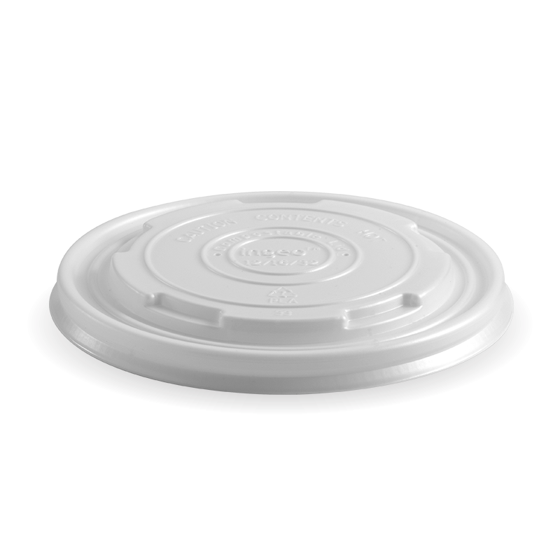 12|430-950ml / 12-32oz White PLA BioBowl Lid Top View|12, 16, 24 & 32oz BioBowl PLA Lid Line Drawing