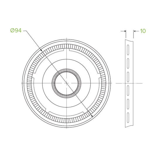 8oz PP Clear Flat Lid|8oz PP Clear Flat Lid Line Drawing