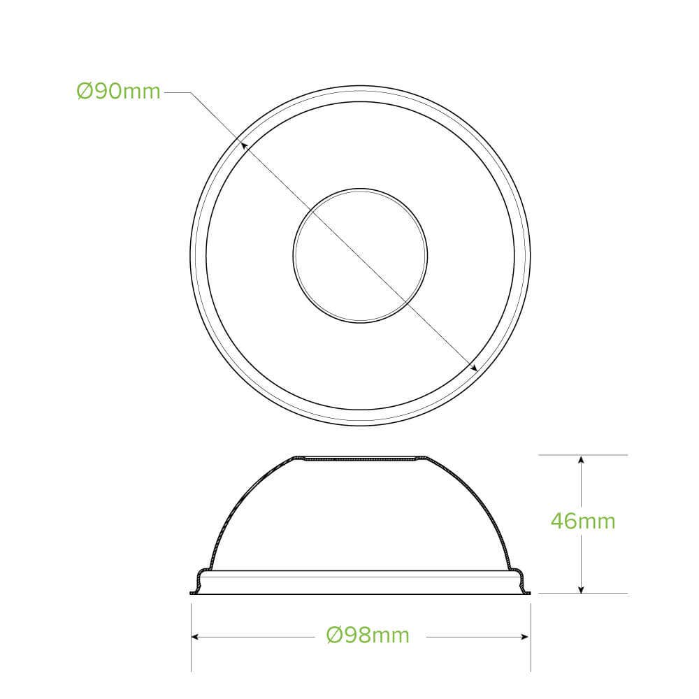 250ml / 8oz PLA Dome Paper Bowl Lid|250ml / 8oz PLA Dome Paper Bowl Lid Line Drawing