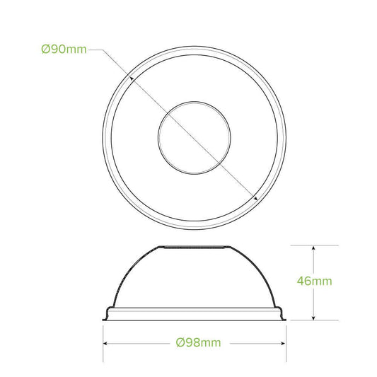 250ml / 8oz PLA Dome Paper Bowl Lid|250ml / 8oz PLA Dome Paper Bowl Lid Line Drawing