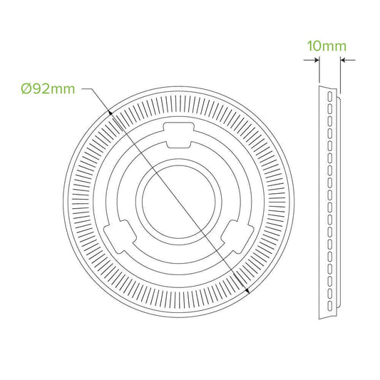 250ml / 8oz PLA Flat Paper BioBowl Lid|250ml / 8oz PLA Flat Paper BioBowl Lid Line Drawing