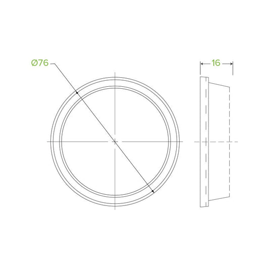 60 - 280 Clear Dome No Hole Lid|60 - 280 Clear Dome No Hole Lid Line Drawing