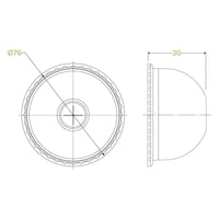 60 - 280ml Clear Dome X-slot Lid|60 - 280ml Clear Dome X-slot Lid Line Drawing