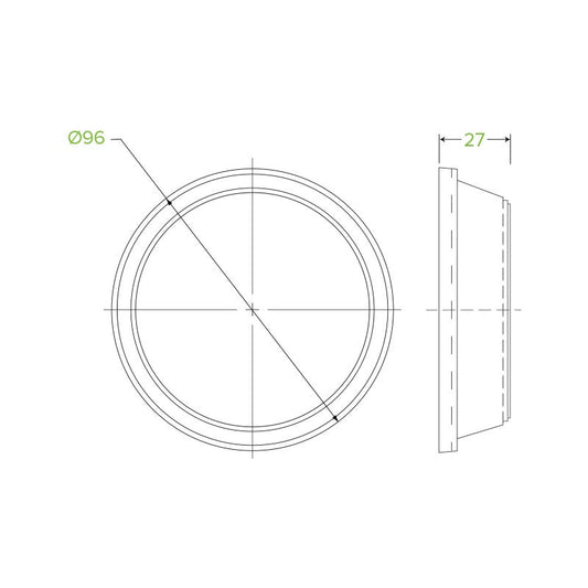 300-700ml Clear Dome No Hole Lid|300-700ml Clear Dome No Hole Lid Line Drawing