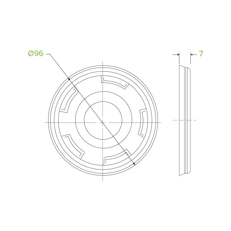 300-700ml Clear Flat Lid|300-700ml Clear Flat Lid Line Drawing