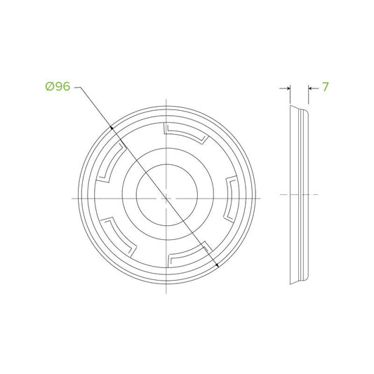 300-700ml Clear Flat Lid|300-700ml Clear Flat Lid Line Drawing