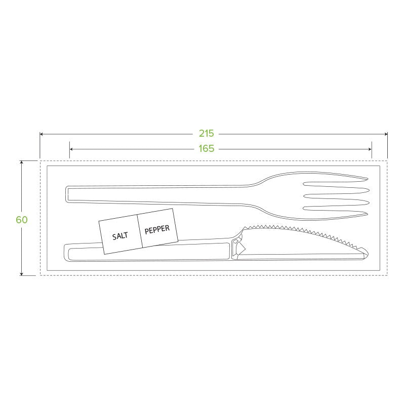 6.5" PLA Knife, Fork, Napkin, Salt & Pepper Set