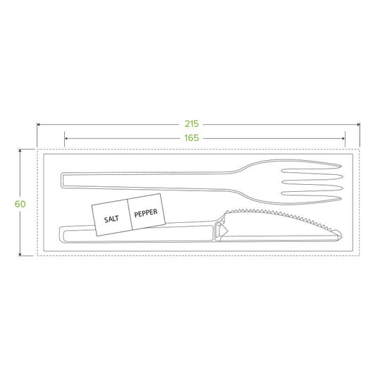 6.5" PLA Knife, Fork, Napkin, Salt & Pepper Set