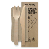 16cm Wood Knife, Fork & Napkin Set|16cm Wood Knife, Fork & Napkin Set Line Drawing