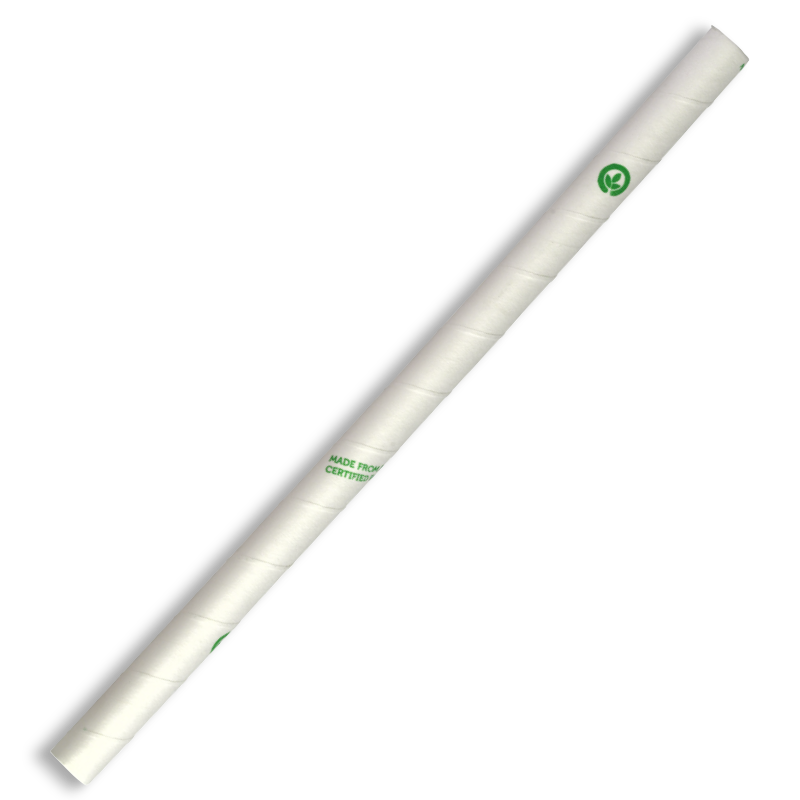 10mm Jumbo White BioStraw|Hand enjoying slushie on BioPak clear cold cup with jumbo paper straw|10mm Jumbo White BioStraw Line Drawing