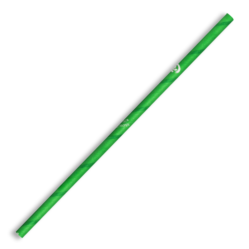 6mm Regular Green Paper BioStraw|6mm Regular BioStraw Line Drawing|Kombucha in BioPak clear cold cup with green paper straw