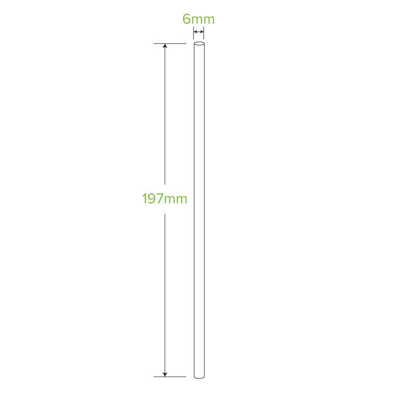 6mm Regular White BioStraw - Individual Wrapped|6mm Regular White BioStraw - Individual Wrapped Line Drawing