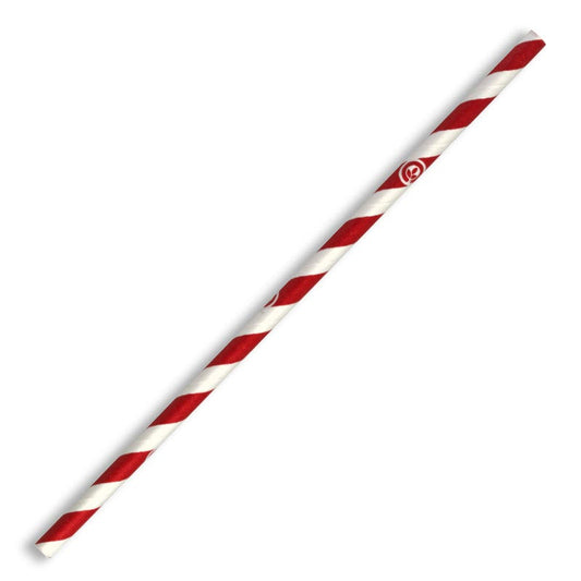 6mm Regular Red Stripe BioStraw|Assorted cold drinks on BioPak clear cold cup with red striped straw and yellow art series straw|6mm Regular Red Stripe BioStraw Line Drawing