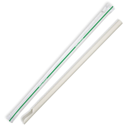 8mm Individually Wrapped Spoon Straw|8mm Individually Wrapped Spoon Straw line drawing|8mm Individually Wrapped Spoon Straw|Hand using BioPak spoon straw for slushie
