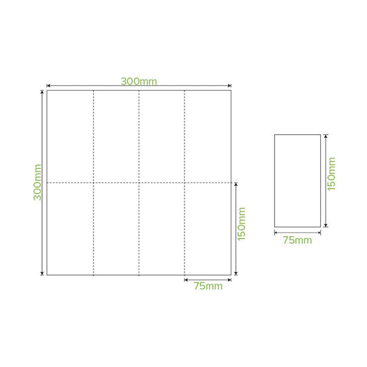 2 Ply 1/8 Fold White Lunch BioNapkin|2 Ply 1/8 Fold White Lunch BioNapkin Line Drawing