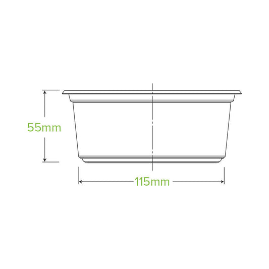 600ml Wide Unbranded Clear BioBowl|600ml Wide Unbranded BioBowl Line Drawing|143mm Wide Unbranded BioBowl Line Drawing Top diameter