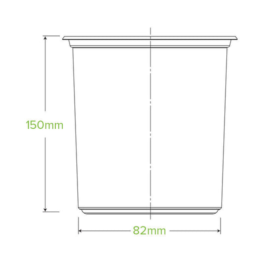 960ml Unbranded Clear BioBowl|960ml Unbranded BioBowl Line Drawing|960ml Unbranded BioBowl Line Drawing top diameter