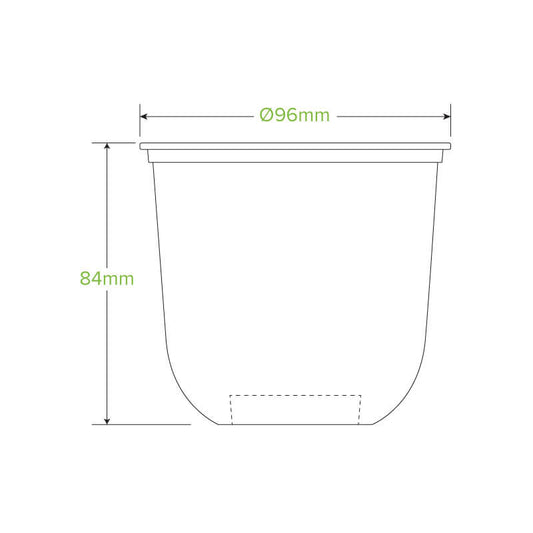 360ml Clear Unbranded U shaped Biocup|360ml Clear Unbranded U shaped Biocup line drawing